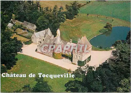 Moderne Karte La France vue du ciel Tocqueville (Manche) vue aerienne du Chateau