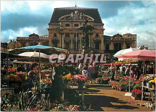Cartes postales moderne Images de France Manche Cherbourg Le marche aux fleurs le theatre