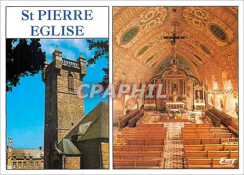 Moderne Karte SSt Pierre Eglise (Manche) L'eglise 17e s fortifiaa portail roman du 12E S