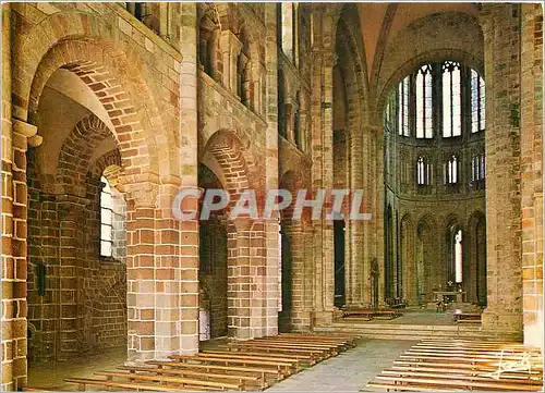Cartes postales moderne Merveille de l'Occident le Mont Saint Michel La nef romane du l'eglise abbatiale