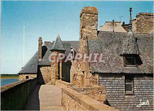 Moderne Karte Le Mont Saint Michel  Merveille de l'Occident Ancienne en bois bordant le chemin