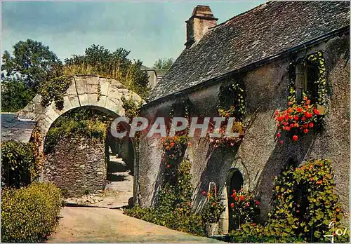 Moderne Karte La Bretagne en couleurs Rochefort en Terre maison fleuries a l'une des entrees de la ville