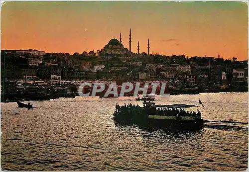 Cartes postales moderne Istanbul ve Guzellikler Le Corne d'or et Mq de Soliman le Magnifique Bateau