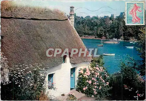 Moderne Karte La Bretagne en couleurs Maison du pecheur sur la riviere (Kerdruc)