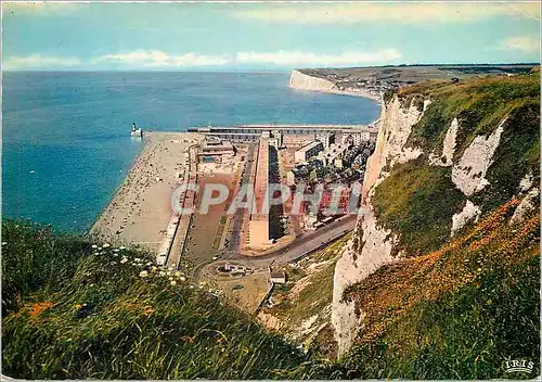 Moderne Karte Le Treport (Seine Maritime) Vue generale des plage du treport et de mers