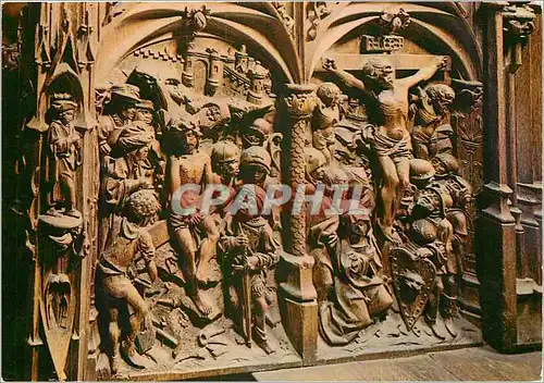 Cartes postales moderne Cathedrale d'Amiens (XIIIe s) La Crucifixion plalnneau des Stalles (XVIes)