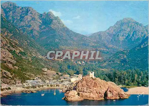 Cartes postales moderne Couleurs et Lumiere de France la Corse oasis de Beaute Porto le Rocher et sa Tour veillent sur c