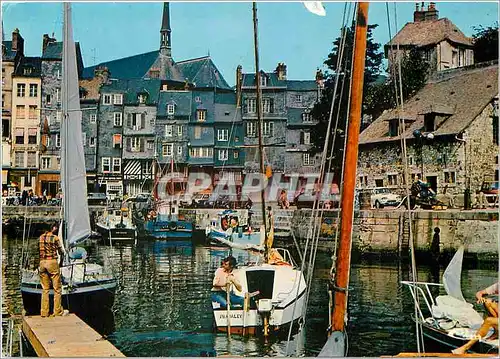 Moderne Karte Honfleur (Calvados) La Lieutenance le port de plaisance les maisions du quai Ste Catherine Batea