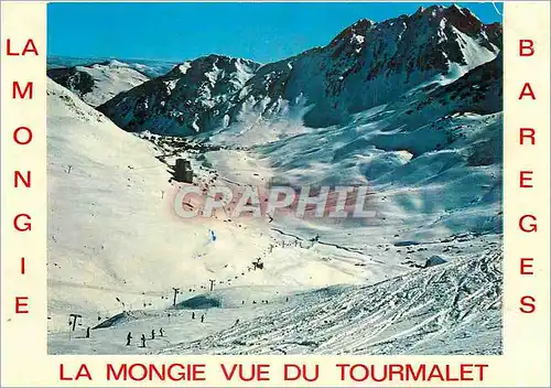 Moderne Karte La Mongie Bareges 1800 La Mongle et ses pistes vuesdu col du Tourmalet (2115 m)