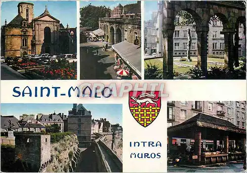 Moderne Karte La Bretagne ne Couleurs Saint Malo Intra Muros La cathedrale la porte Saint Vincent
