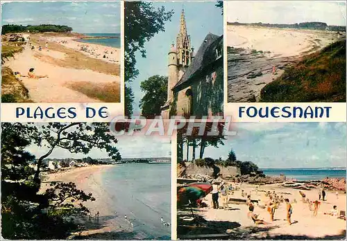 Moderne Karte Couleurs de Bretagne Fouesnant (Finistere) Les Plages et la chapelle Sainte Anne