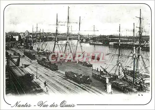 Moderne Karte Nantes (Loire Atlantique) vue des Quais Bateaux