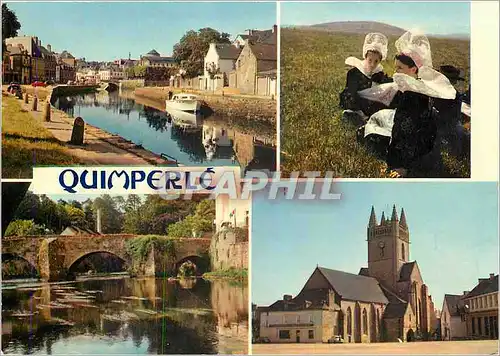 Cartes postales moderne Bretagne (Finistere) La Basse Ville et le Haute Ville Jeune fille de Quimperle