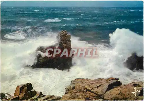 Moderne Karte Bretagne presqu'ile de Quiberon (Morbihan) Tempete sur le rocher du Chien