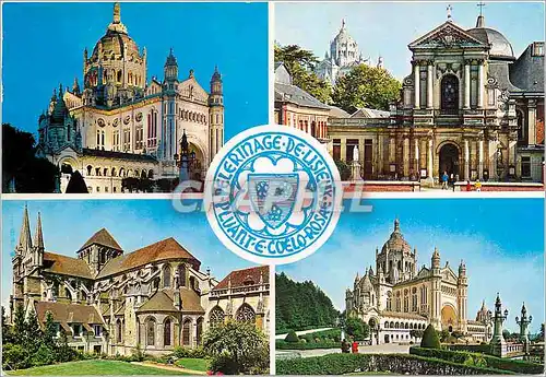 Cartes postales moderne Basilique de lisieux (Calvados) Illumination