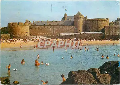 Cartes postales moderne Bretagne Saint Malo Le Chateau et la Plage de l'Eventail