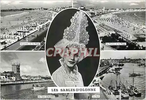 Cartes postales moderne Les Sables d'Olonne Ensemble de la plage La piscine et la plage La Tour d'Arundel Le port Bateau
