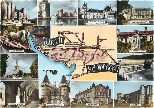 Cartes postales moderne Circuit sud Vendeen Niort La Rochelle Fontenay le Comte Nieul sur l'Autise Jard sur Mer