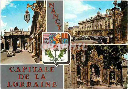 Cartes postales moderne Nancy (Meurthe et Moselle) La rue Here et l'Arc de triomphe l'hotel de ville la fontaine de Nept