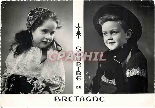 Moderne Karte Sourire de Bretagne Enfants en costume de Quimper Locronan et Porzay Folklore