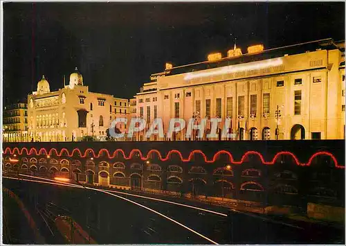 Cartes postales moderne Alger Wilaye et la Mairie la nuit