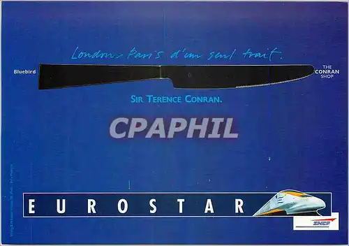 Cartes postales moderne London Paris d'un seul trait Sir Terence Conran Eurostar Train