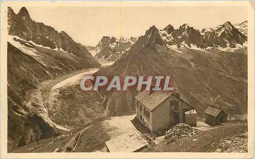 Moderne Karte Chamonix la chaine du Mont Blanc et la Mer de Glace depuis la Flagere