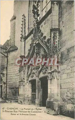 Ansichtskarte AK Chinon le portail de l'Eglise St Etiennne Rue Philippe de Commines