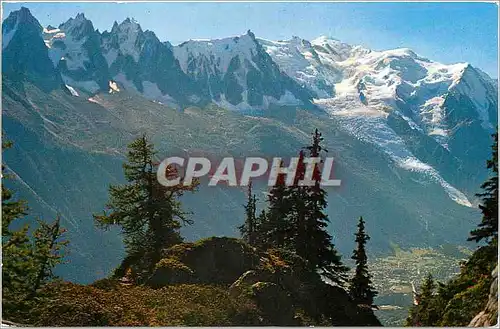 Moderne Karte Chamonix Mont Blanc Panorama de la Flegere (1877 m) au fond de la vallee chamonix