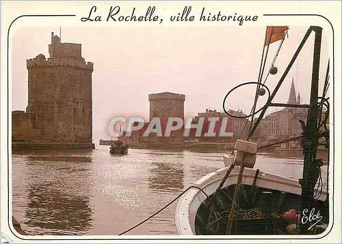 Moderne Karte La Rochelle le port la tour St Nicolas XIVe s et la tour de la chaine