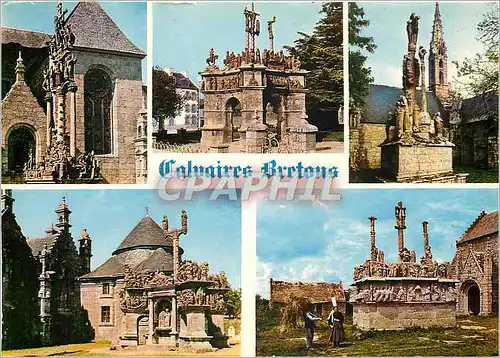 Moderne Karte Couleurs de Bretagne Calvaire breton