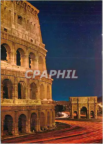 Moderne Karte Roma di Notte Arc de Constantin et Colisee
