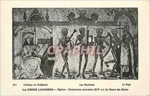 Moderne Karte La Ferte Loupiere Eglise Peintures murales (XVe s) la Danse des Morts