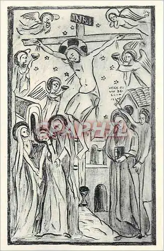 Moderne Karte Sainte Croix en Jarez La Crucifixion Fresque du debut XIVe s de l'ecole Lyonnaisse