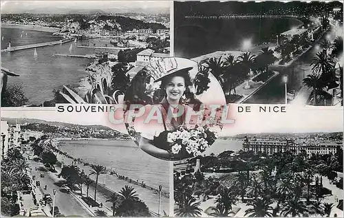 Cartes postales moderne Nice l'entree du Port la promenade des Angalis la nuit