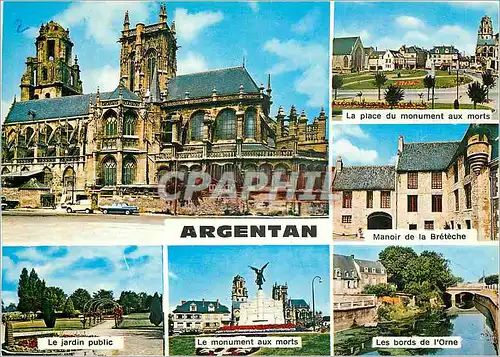 Cartes postales moderne Argentan (Orne) La place du monument aux morts Le jardin public Les bords de l'Orne