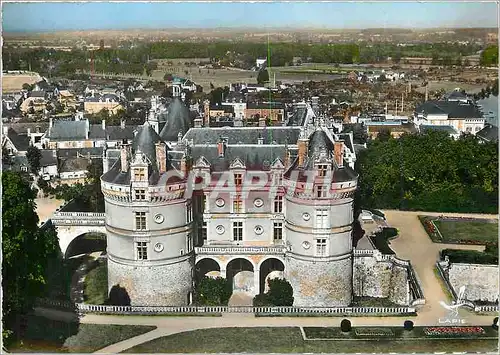 Moderne Karte En avion au dessus de Le Lude (Sarthe) Le chateau Facade des Jardins