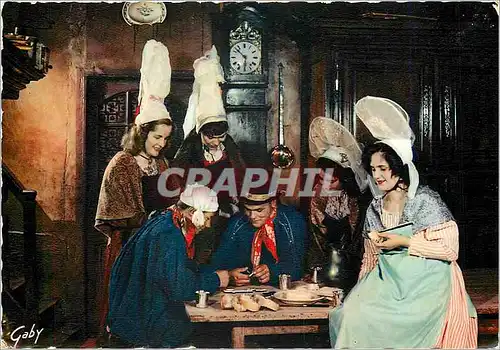 Moderne Karte La Normandie Les joueurs de dominos salle du Manoir de la Commanderie a Bonnebosa Folklore