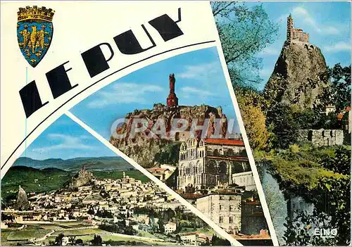 Moderne Karte Le Puy (Haute Loire) Alt 630 m vue generale et les Rochers d'Aiguille et Corneille