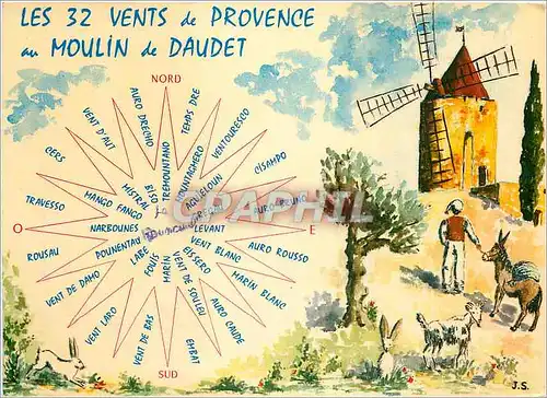 Cartes postales moderne Les 32 vents de Provence au Moulin de Daudet Ane Mule Chevre