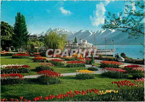 Cartes postales moderne Montreux Le Quai Fleuri Bateau