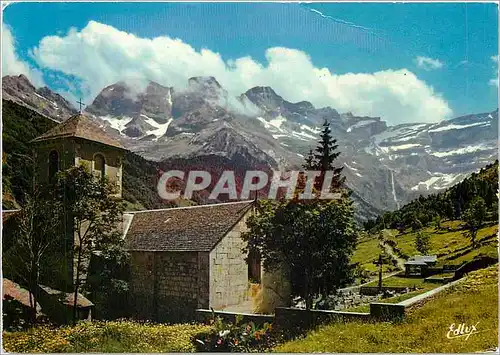 Cartes postales moderne Les Pyrenees Gavarnie (alt 1350 m) l'Eglise et le Cirque