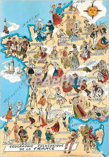 Moderne Karte Les Provinces Francaise la France et son Folklore