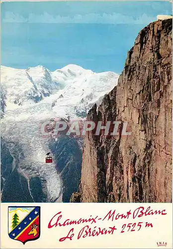 Cartes postales moderne Chamonix Mont Blanc Le telepherique du Brevent (2525m) Panorama sur le Mont Blanc (4807m)