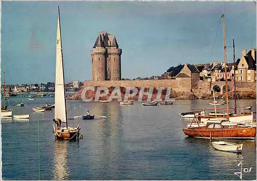 Cartes postales moderne La Bretagne en Couleurs Saint Servan (I et V) Le port et la tour Soldor