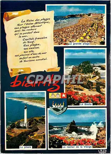 Cartes postales moderne Biarritz Le phare La grande plage Le Basta Le rocher de la vierge