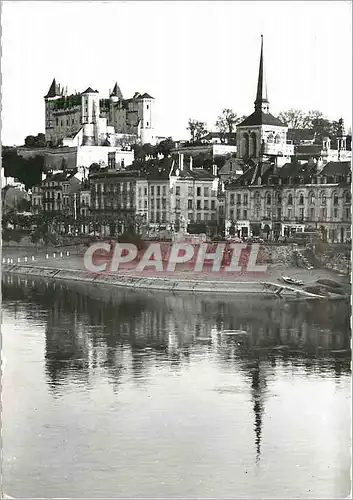 Moderne Karte Val de Loire Saumur (M et L) La Loire la Ville au fond le Chateau