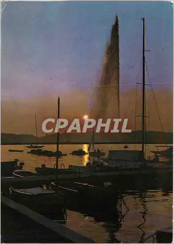 Cartes postales moderne Geneve Coucher de solei sur le Jet d'Eau 130 m