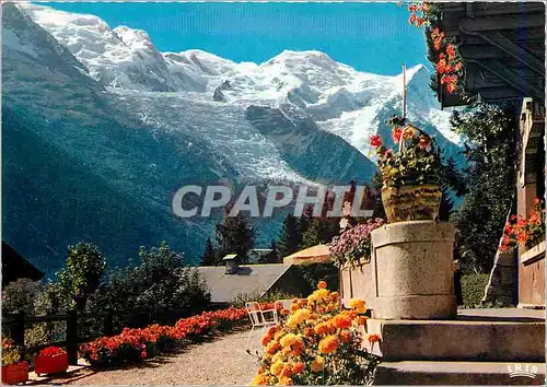 Cartes postales moderne Chamonix Mont Blanc L'Aiguille du Gouter (3817 m) le Mont Blanc (4807 m) et le Glacier des Bosso