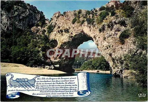 Cartes postales moderne Ardeche Pittoresque le Pont d'Arc Une des Merveiles de la Nature Drakkar Bateau